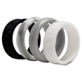 thumbnail image 1 of Juego de anillos de boda de silicona con flores - Negro y blanco de ROQ para mujer - Anillo de 4 x 8 mm, 1 of 1