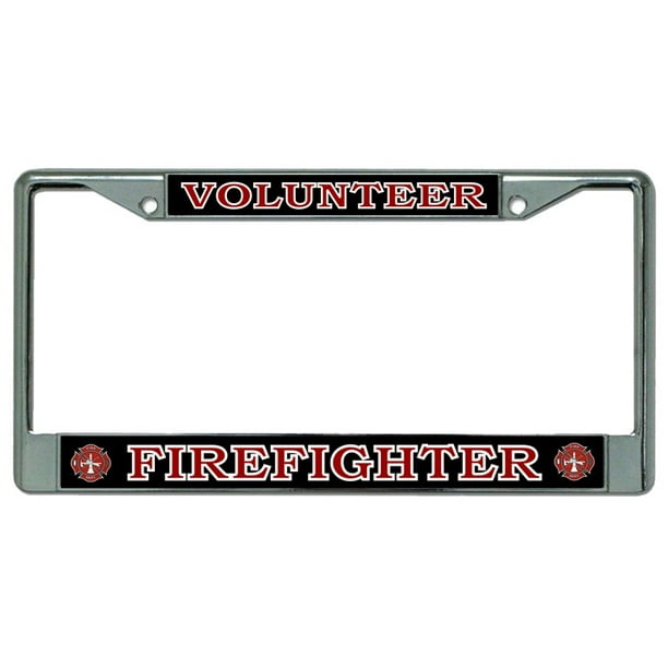 Volunteer Firefighter Chrome License Plate Frame