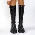thumbnail image 2 of hzomhy Womens Mid Calf Boots Round Toe Front Zipper Mid Block Heel for Casual Daily and Fall Winter Wear, 2 of 9