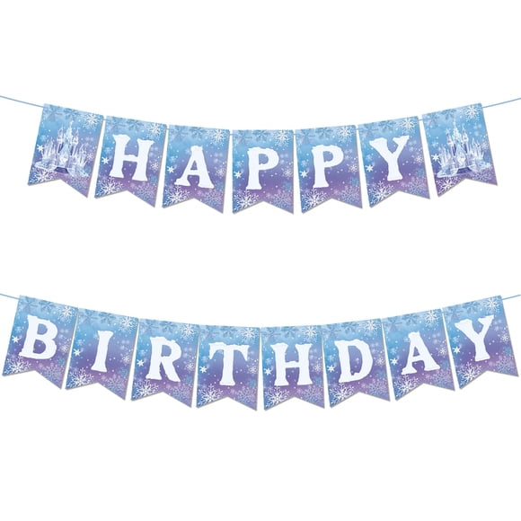 Banner de cumpleaños Neyeidru Frozen con forma de copo de nieve para invierno