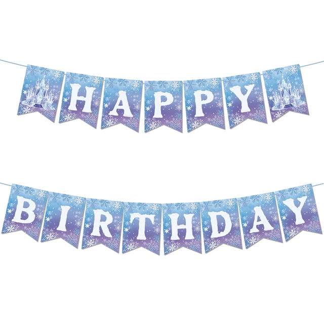 Banner de cumpleaños Neyeidru Frozen con forma de copo de nieve para invierno