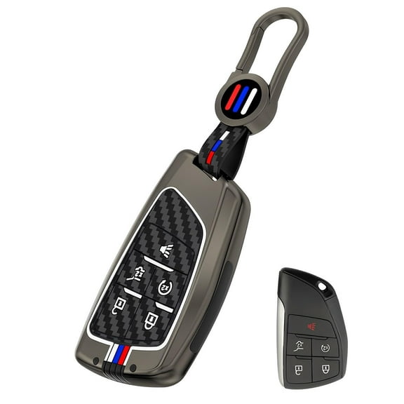 for GMC Chevy Key Fob Cover Case Metal Shell Smart Keys Holder Protector Compatible for 2022 2023 Chevrolet GMC Sierra 1500 Yukon Suburban Tahoe Denali Buick 5 Button