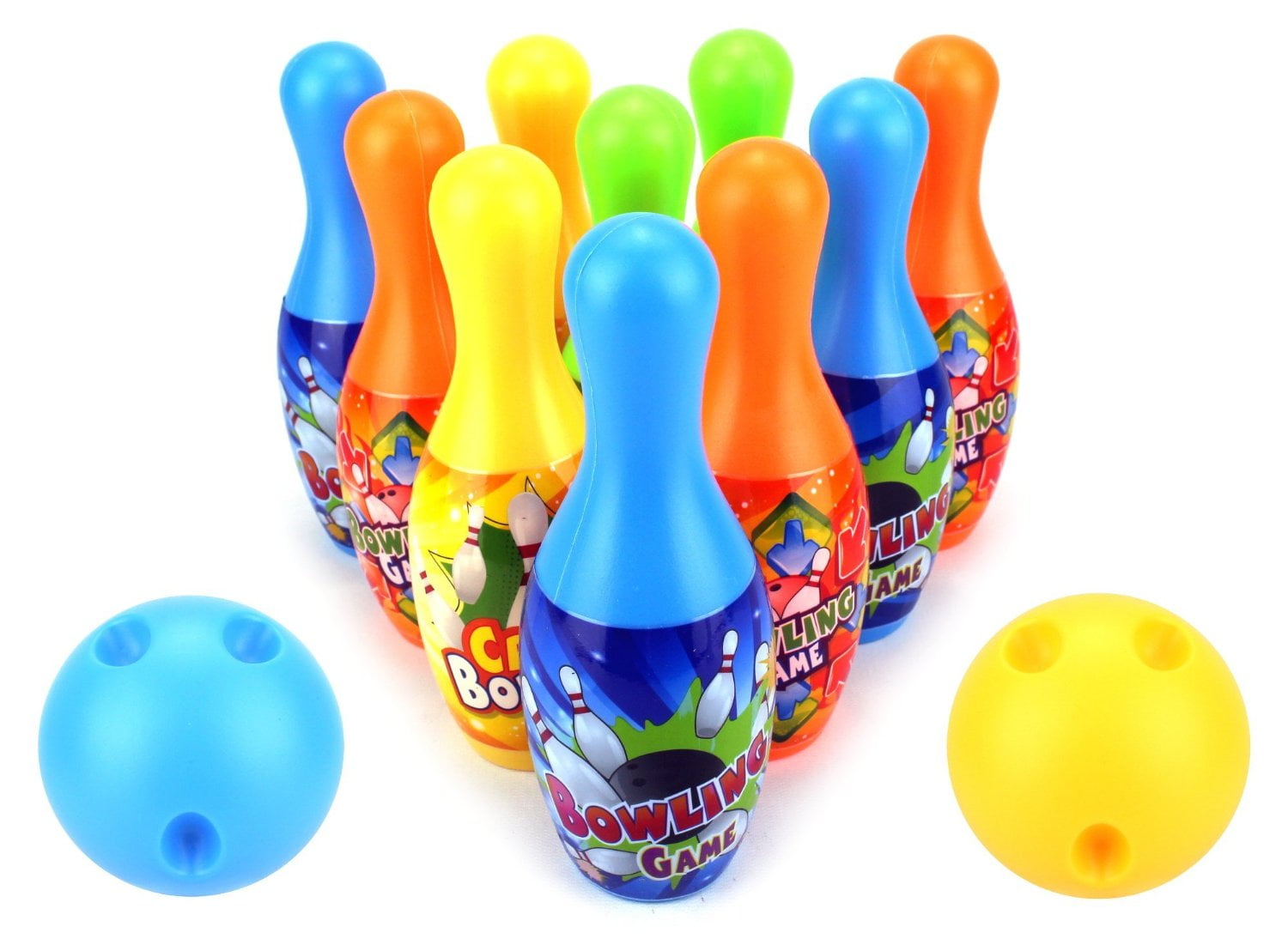 Toy Bowling Set For Toddlers 12 Piece 10 Pins 2 Balls Plus Carrying Case 3401 