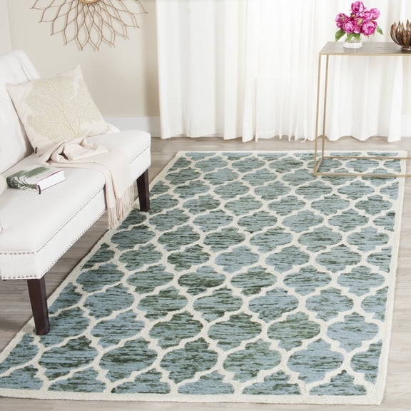 Safavieh Himalaya Carmella Distressed Wool Area Rug, Turquoise/Ivory, 2' x 3'
