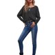 thumbnail image 5 of VISgogo Mujer Primavera Jumper Camisa, Rayas Cuello Redondo Mangas Largas Pullover Tops para Niñas, Negro/Gris/Blanco VISgogo moda, 5 of 7