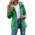 thumbnail image 7 of Womens Hooded Raincoat Lightweight Fit Plus Size Waterproof Dressy Zip up Rain Jacket Windbreaker with Pockets Green, 7 of 7