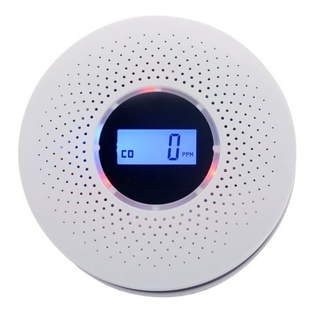 2 in 1 Carbon Monoxide & Smoke Alarm Smoke Fire Sensor Alarm CO Carbon Monoxide Detector Sound Combo Sensor Tester Battery Operated with Display for CO