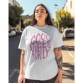 thumbnail image 3 of Women's Graphic T-Shirt White S Women's Tops Good Vibes Only Crew Neck Short Sleeve Shirts for Women, 3 of 3