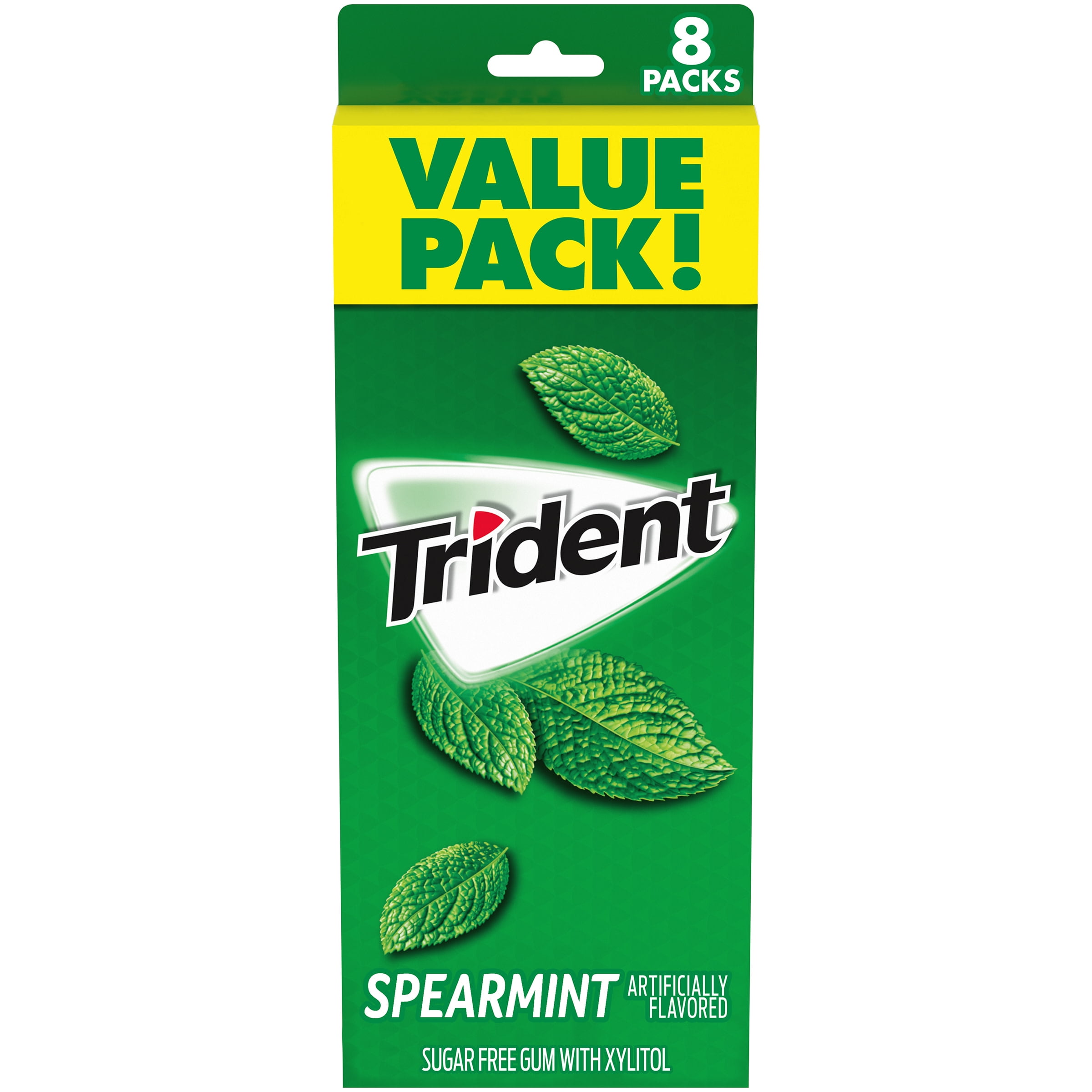 Trident Spearmint Sugar Free Gum, Value Pack, 8 Packs of 14 Pieces (112