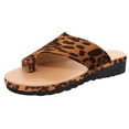thumbnail image 2 of DPTALR Womens Flats Leopard Wedges Open Toe Beach Shoes Roman Slippers Sandals, 2 of 4