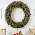 thumbnail image 4 of Nearly Natural Giant Christmas PVC Flocked Clear Prelit LED Corded Wreath, 72" (Green), 4 of 7
