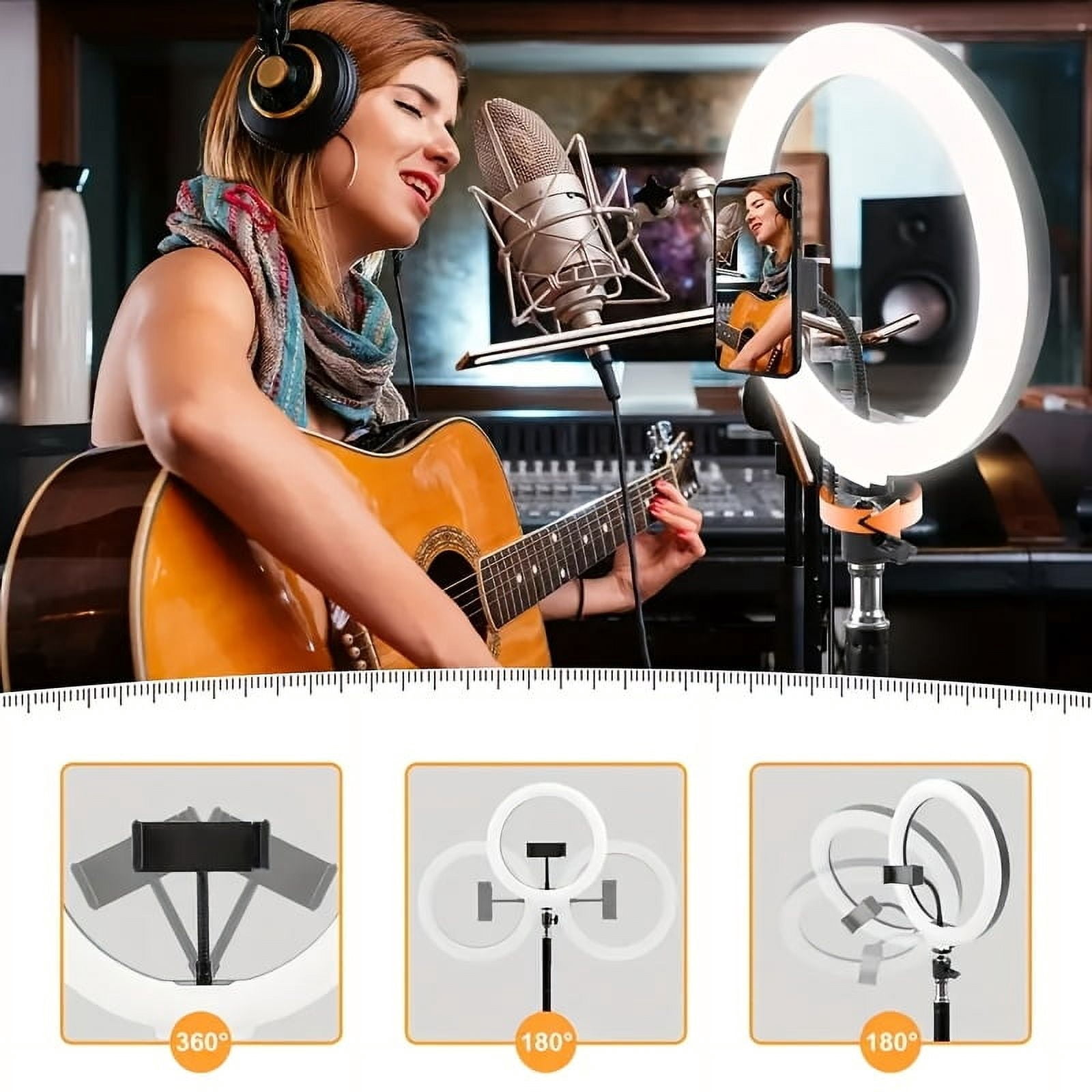 ZOMEI 63" LED Ring Light with Stand & Phone Holder, USB Studio Light for Photography/Video/Live Streaming, Portable Fill Light
