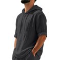 thumbnail image 4 of Men's Linen Hoodies Elbow Length Sleeve Pullover Hooded Shirts Summer Causal Beach Vacation Hoodies, 2XL, 4 of 7