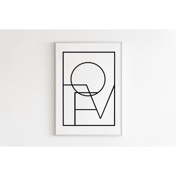 Love Abstract Geometric Wall Art, Love Print, Affiche Scandinave, Love Wall Art, Typography Poster, Scandinavian Art Print Home Decor #324, Unframed Poster Size 8x12