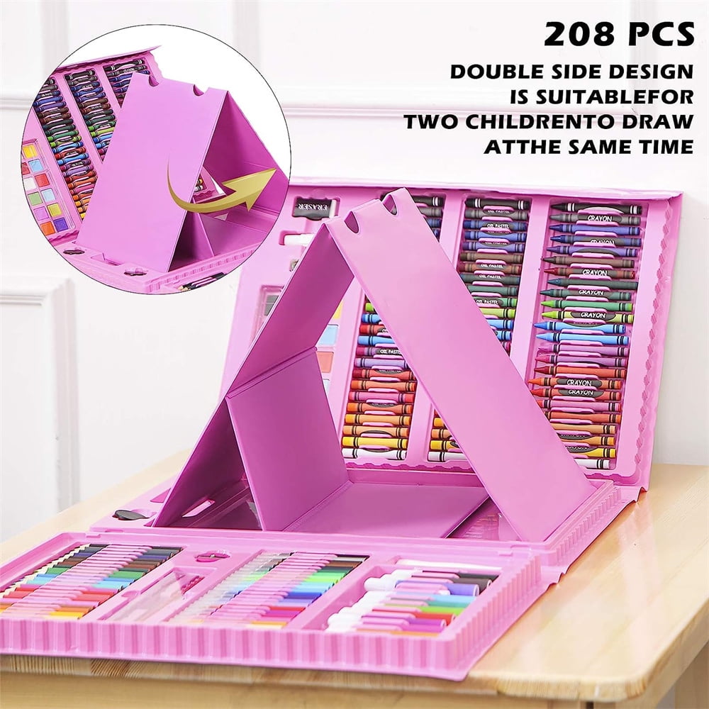 Arts and Crafts Supplies,Bexikou 208Pcs Drawing Painting Set for Kids Girls Boys Teens, Coloring Art Kit Gift Case: Crayons, Oil Pastels, Watercolors Cake, Colored Pencils, Sketch Paper
