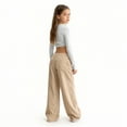 thumbnail image 4 of Corduroy Pants Girls Baggy Button High Waisted Wide Leg Lounge Pants Fall Casual Work Trousers with Pockets Beige 170, 4 of 9