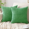 thumbnail image 2 of Throw Pillow Covers 18 x 18 Inch, Set of 2 - Green Decorative Soft Corduroy Striped Boho Throw Pillow Covers, Modern Home Cushion Pillow Cases for Farmhouse, Couch, Sofa, Bed & Living Room Decor, 2 of 7