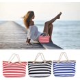 thumbnail image 2 of KAIYANG Bolso de playa de lona a rayas, bolso de mano impermeable de verano, bolso de compras para mujer, rojo (Rojo), 2 of 4