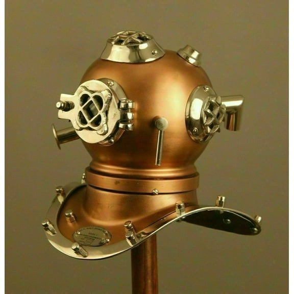 US Navy Solid Steel & Brass Antique Diving Divers Helmet Home & Table Top Decor