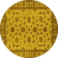 thumbnail image 1 of Ahgly Company Machine Washable Indoor Round Oriental Yellow Industrial Area Rugs, 4' Round, 1 of 4