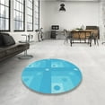 thumbnail image 4 of Ahgly Company Machine Washable Indoor Round Transitional Bright Cyan Blue Area Rugs, 4' Round, 4 of 7