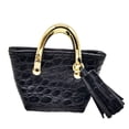 thumbnail image 1 of Bolso de mano femenino en miniatura, figura de bolsa de compras, piezas de disfraz, muñeca de juguete de simulación, 1/6 negro, 1 of 9