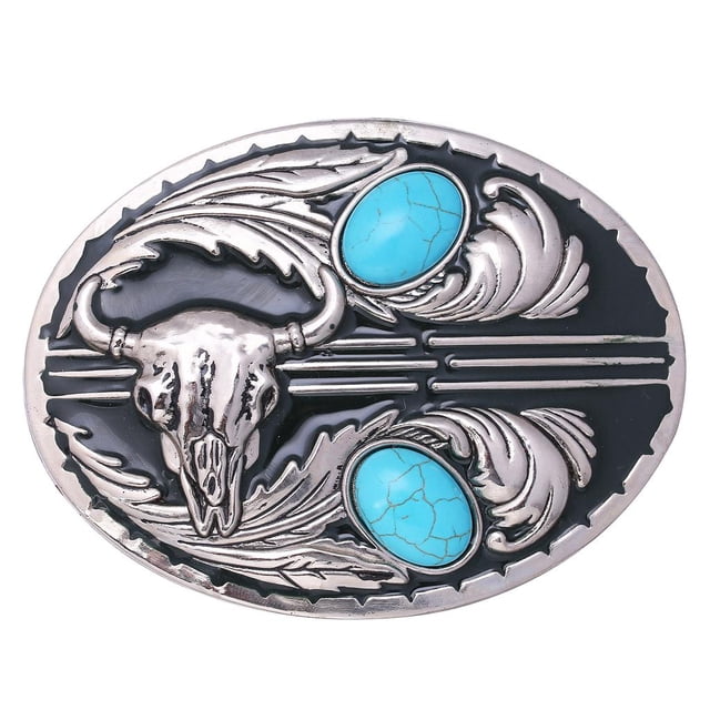 hebillas de cinturón para hombres Hebilla de Cinturón de Gema Vintage Cráneo Tribal Abrazadera de Cinturón de Aleación de Zinc de Vaquero Occidental - Turquesa Turquesa Magideal hebillas de cinturón para hombres