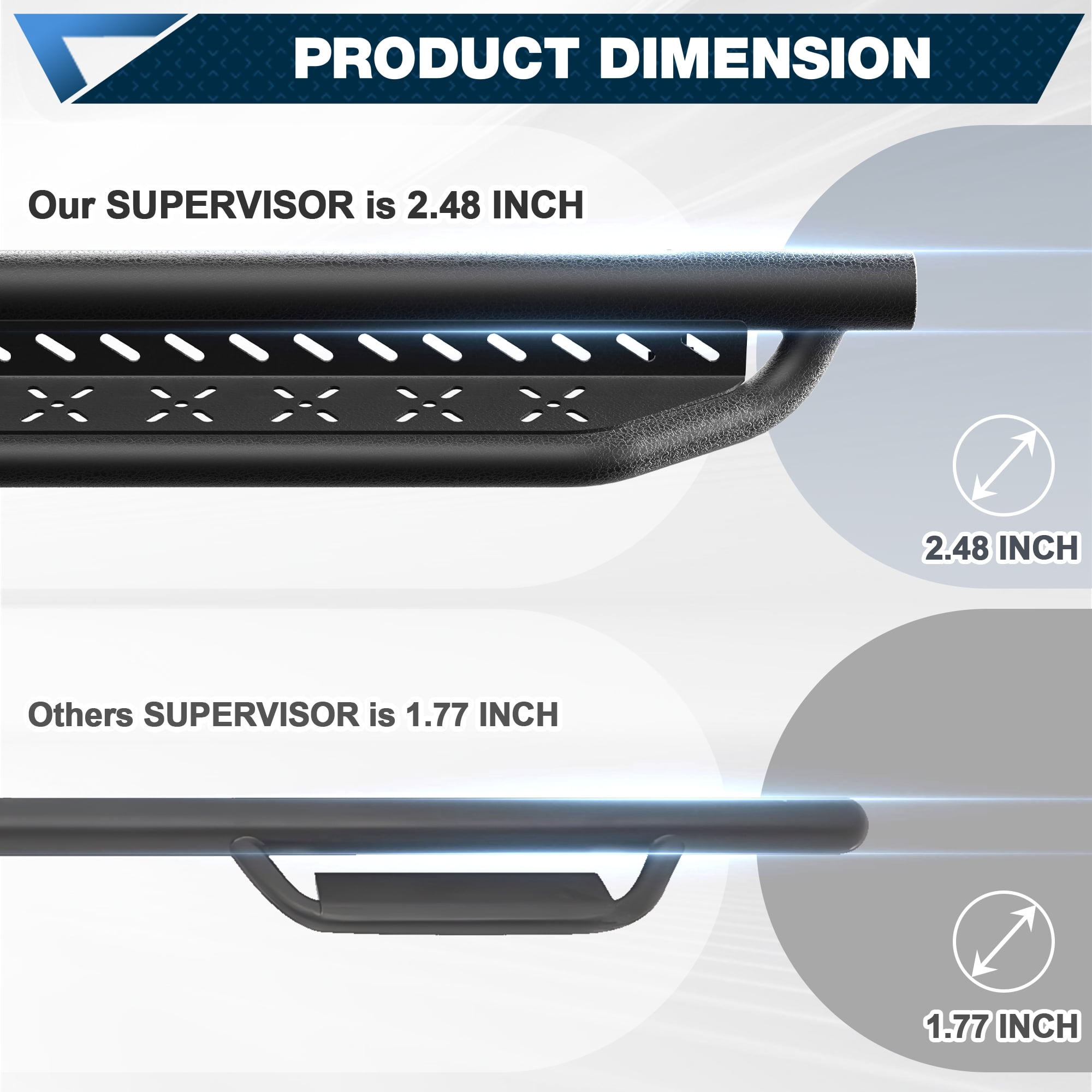 POFENZE Running Boards Side Steps for Chevy Silverado & GMC Sierra 1500 2019-2025 and Chevrolet Silverado/GMC Sierra 2500HD 3500HD Crew Cab 2020-2025 Off-Road Nerf Bars Black Raised Step