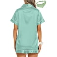 thumbnail image 5 of UVN Pajamas Sets for Women Short Sleeve Button Down Tops and Shorts 2 Piece Outfit Soft Satin Silk Pjs Sleepwear Loungewear, 5 of 9