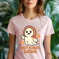 thumbnail image 5 of Not Today Satan Ghost T-Shirt | Funny Unisex Spooky Outfit, CarolinaBlue, Size XL, 5 of 6
