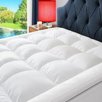 WARMKISS Extra Thick Queen Mattress Cover, 1300gsm Hi-Tech Down Alternative Fiber, 400TC Organic Cotton Shell, 3D Baffle Box Stitching, 4 No-Slip Elastic Anchor Bands, Cooling & Breathable