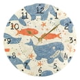 thumbnail image 5 of Walrus Fishes and Sea Stars Round Wall Clock Silent Analog Battery Operated Black Pointer Home Decor 9.84" Diameter, 5 of 11
