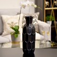 thumbnail image 2 of Urban Trends Collection 46511 Small Ceramic Round Vase with Short Neck & Embossed Hexagonal Design Body, Silver, 2 of 2