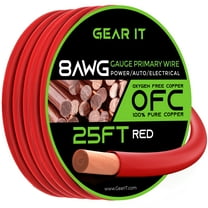 GearIT 8 Gauge Wire Oxygen Free Copper OFC (25ft - Red Translucent) 8 AWG - Primary Automotive Wire Power/Ground, Battery Cable, Car Audio Speaker, RV Trailer, Amp, Electrical 8ga - 25 Feet