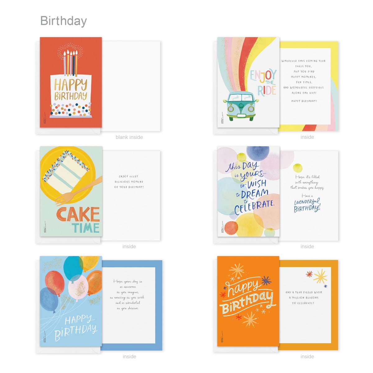 American Greetings 30-Count Birthday Card Assortment Box with Envelopes, Seals, and Storage Box (Kathy Davis Designs, Cake)