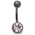 thumbnail image 3 of Belly Button Ring 14G Navel Ring Barbell Body Jewelry Sand Finish CZ Ball Ends, 3 of 10