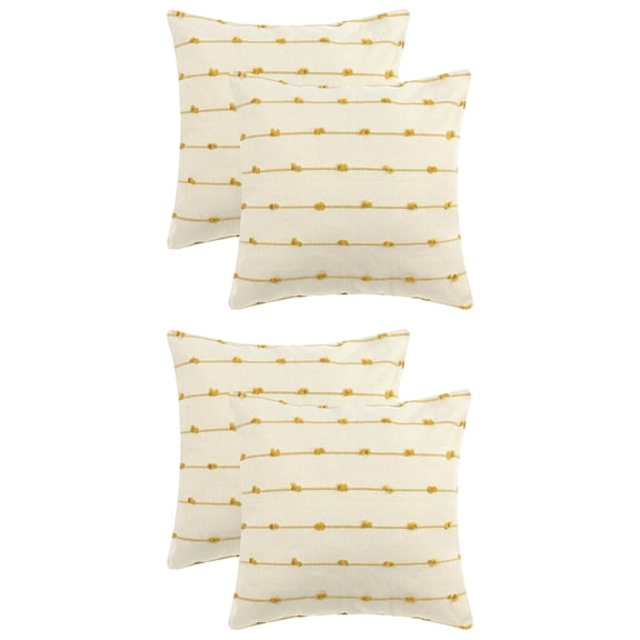 Unique Bargains 4 Pcs Striped Boho Pillow Covers Modern Square Neutral Decorative Cushion Yellow 16" x 16"
