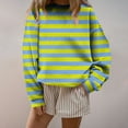 thumbnail image 2 of Htigea Womens Oversized Striped Sweatshirts Casual Loose Fit Pullover Y2k Tops Teen Girls Long Sleeve Sweatshirt for School Green S, 2 of 5