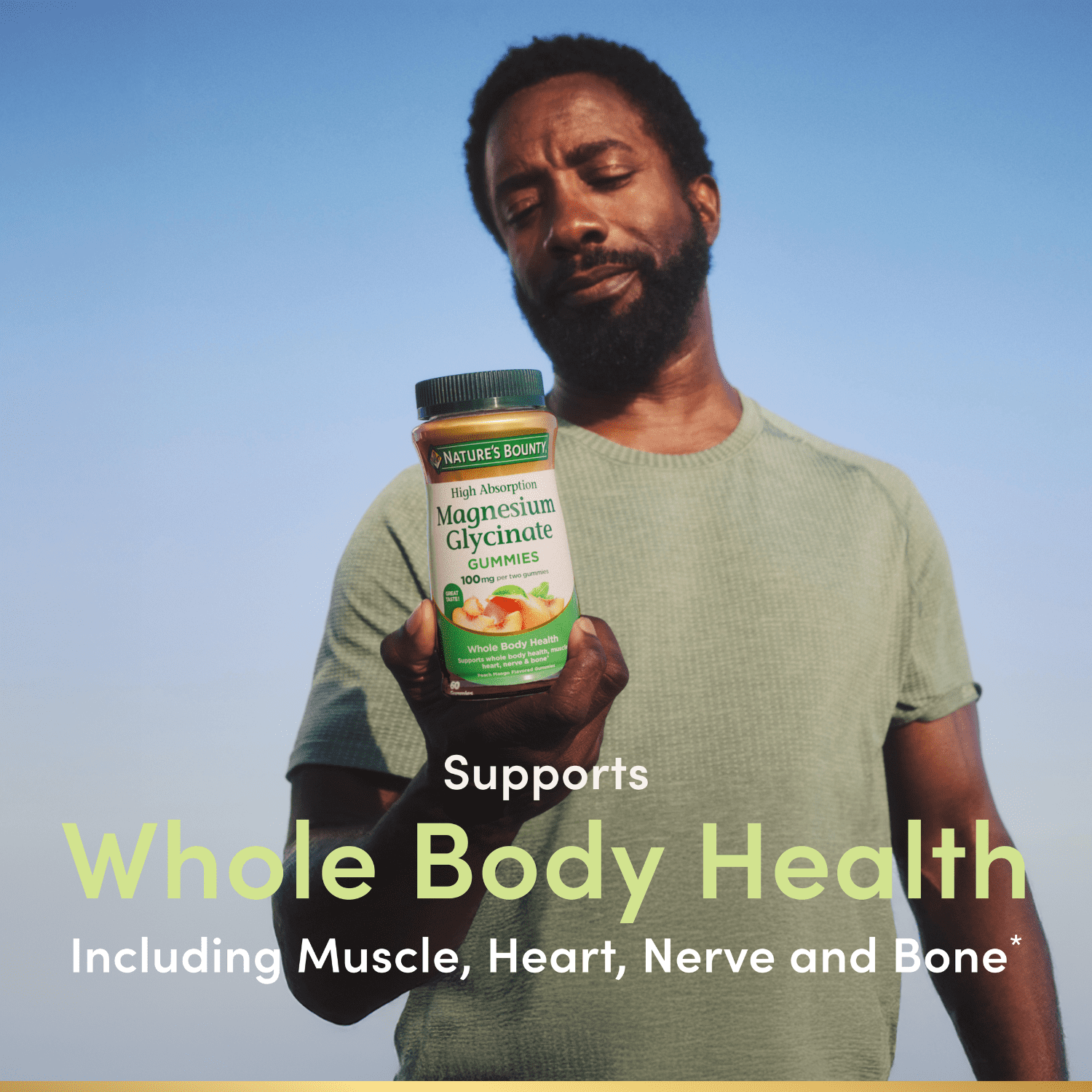 Nature’s Bounty High Absorption Magnesium Glycinate Gummies for Whole Body Health, 60 Count