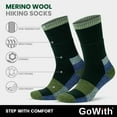 thumbnail image 6 of GoWith Merino Wool Hiking Socks For Men and Women | Full Cushion Boot Socks | 2 Pairs | Model: 3597, 6 of 6