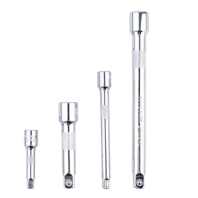 HLONK 4pcs Extension Bar Set 1/4 3/8 Drive Ratchet Socket Extender Hand Adjustment Tool Extension Socket Drive Hand Tool (Silver)