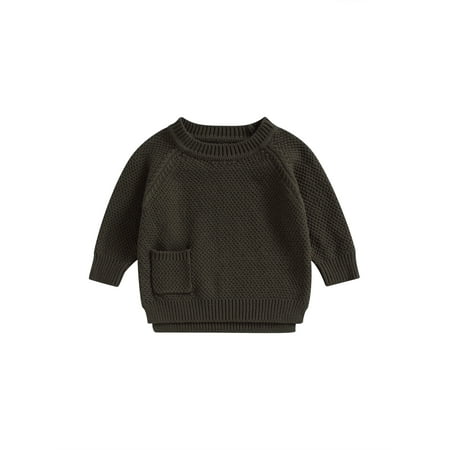 

Newborn Baby Girl Boy Knitted Sweater with Pocket Infant Long Sleeve Pullover Jumpers Tops Fall Loose Knitwear
