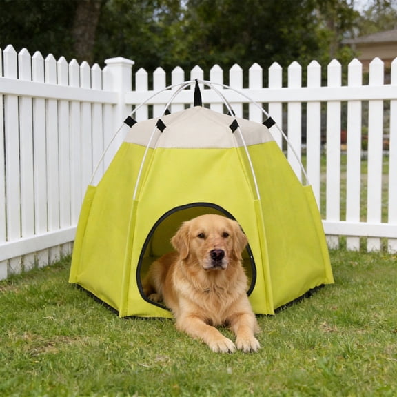 HOARBOEG Hexagon Pet Tent for Cats Dogs, Portable Folding Outdoor Travel Shelter, Waterproof & Lightweight Pet Bed for Camping Beach Park Backyard Indoor(23.6L x 18.8W x 18.8H)