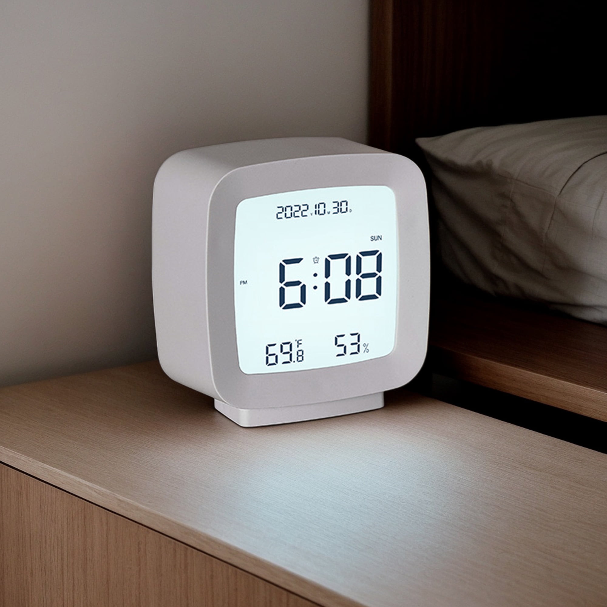 Unique Bargains Voice Control Clock White 3.1"L x 1.6"W x 3.3"H