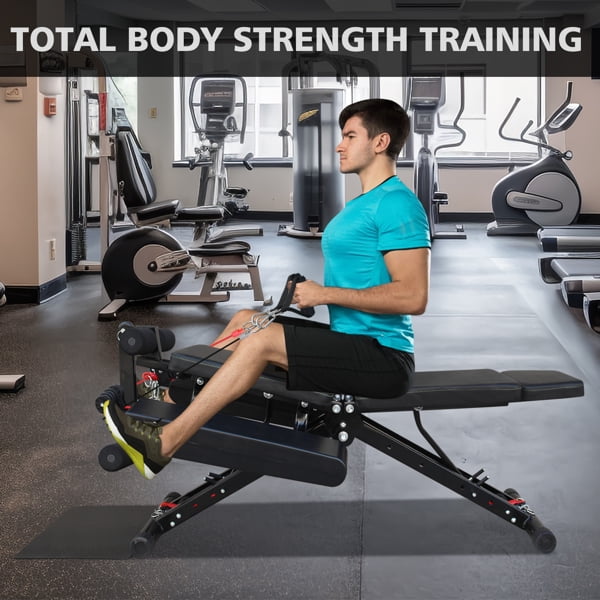 Ambifirner 660lbs Capacity Adjustable Fitness Chair - 7-in-1 Foldable Weight Bench w/Resistance Bands & Ankle Straps, Heavy Duty Steel Frame Home Gym Equipment for Full Body Workout (Black)