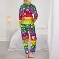 thumbnail image 3 of Pajama Sets for Women 2 Pcs, Rainbow peace sign cute Button Down Long Sleeve Sleepwear Lounge PJ Sets, 3 of 6
