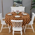 thumbnail image 2 of Orange and Black Checkered Pattern Round Tablecloth 60"x60",Wrinkle Wipeable Table Cloth for Kitchen Dining Room Picnic Patio Party, 2 of 6