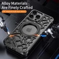 thumbnail image 3 of for iPhone 16 Pro Heat Dissipation Case,Frameless Metal with Stand,Irregular Rock Inspired Designing,360°Rotating Ring Kickstand Protective Cover,Slim Shockproof Thin Bumper Case,Black, 3 of 7