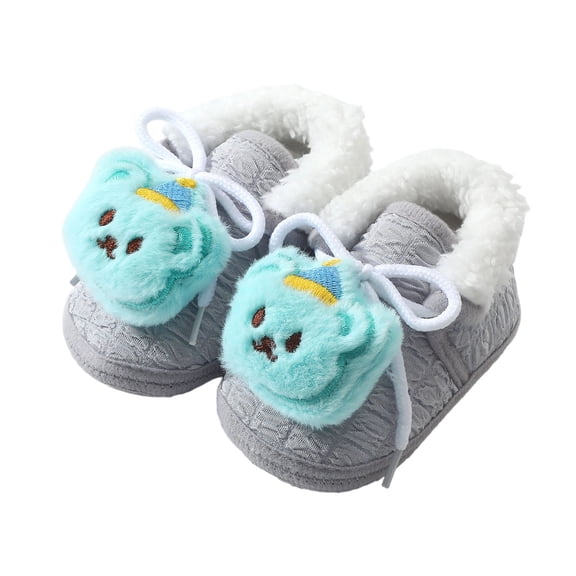 Dakaela 3M-12M Baby Cotton Shoes Cute Bear Warm Soft Winter First Walking Shoes Indoor Outdoor House Booties
