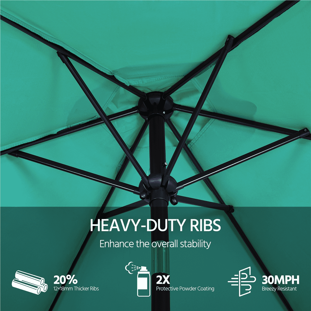 Renwick 9 Ft Outdoor Patio Umbrella with Push Button Tilt and Crank, Turquoise